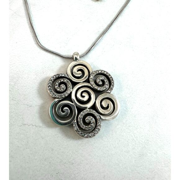 Brighton silver toned and Swarovski Reversible 7 Swirl Necklace Preowned - Picture 8 of 8